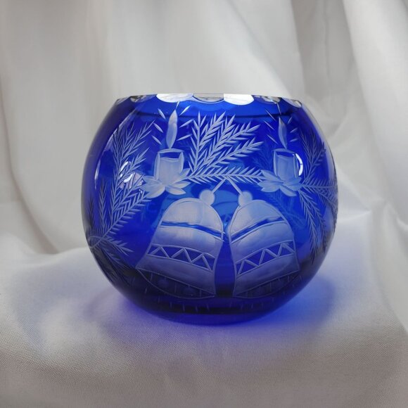 Celebrations Crystal Clear Other - Celebrations Crystal Clear 5" Silent Night Votive Mouthblown Handcut Cobalt Blue